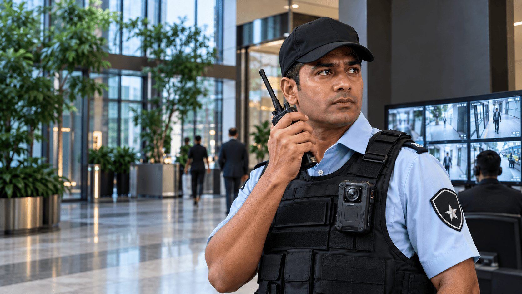 Command centre combining body camera and CCTV feeds