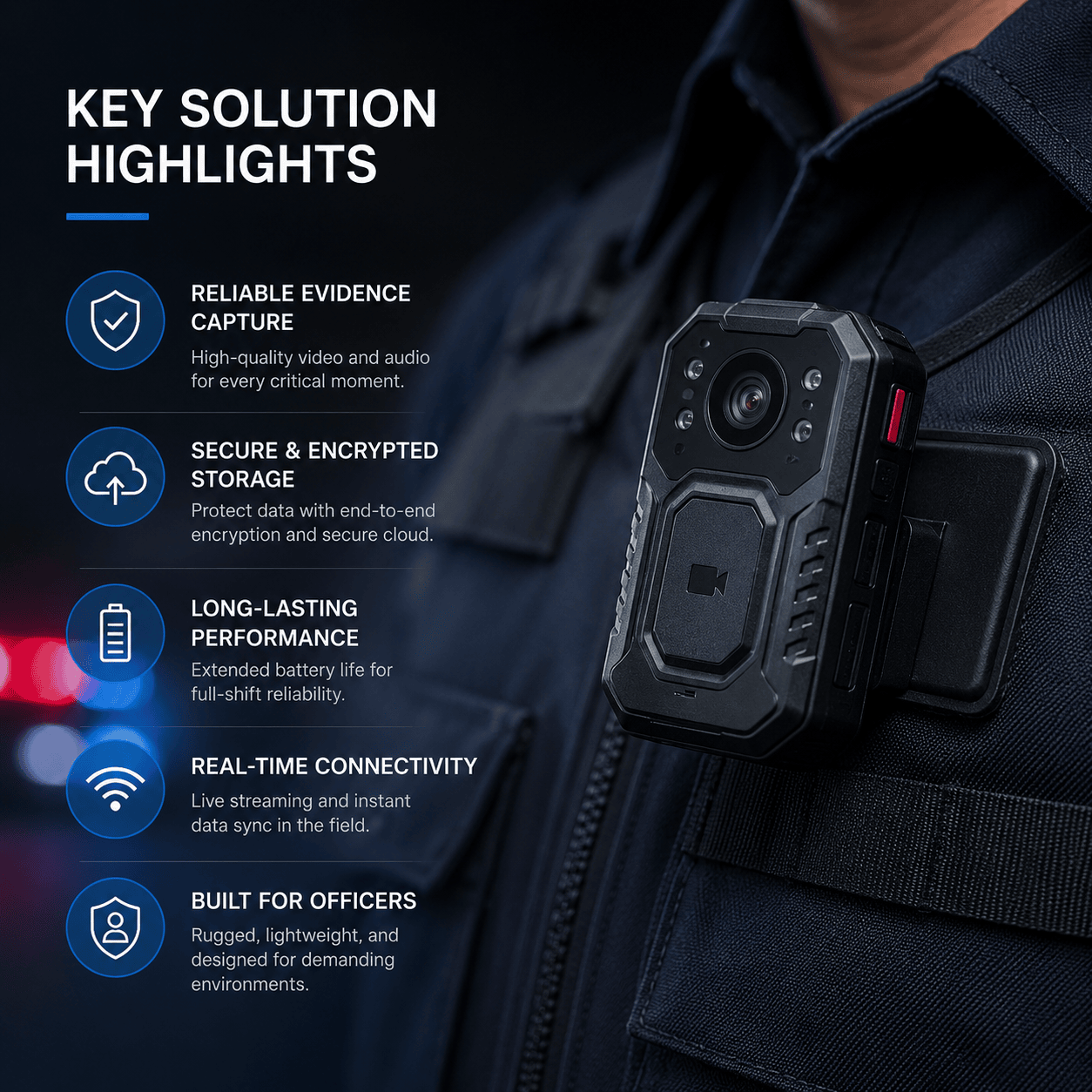 SATCAM Arvin1 body-worn camera on a field officer